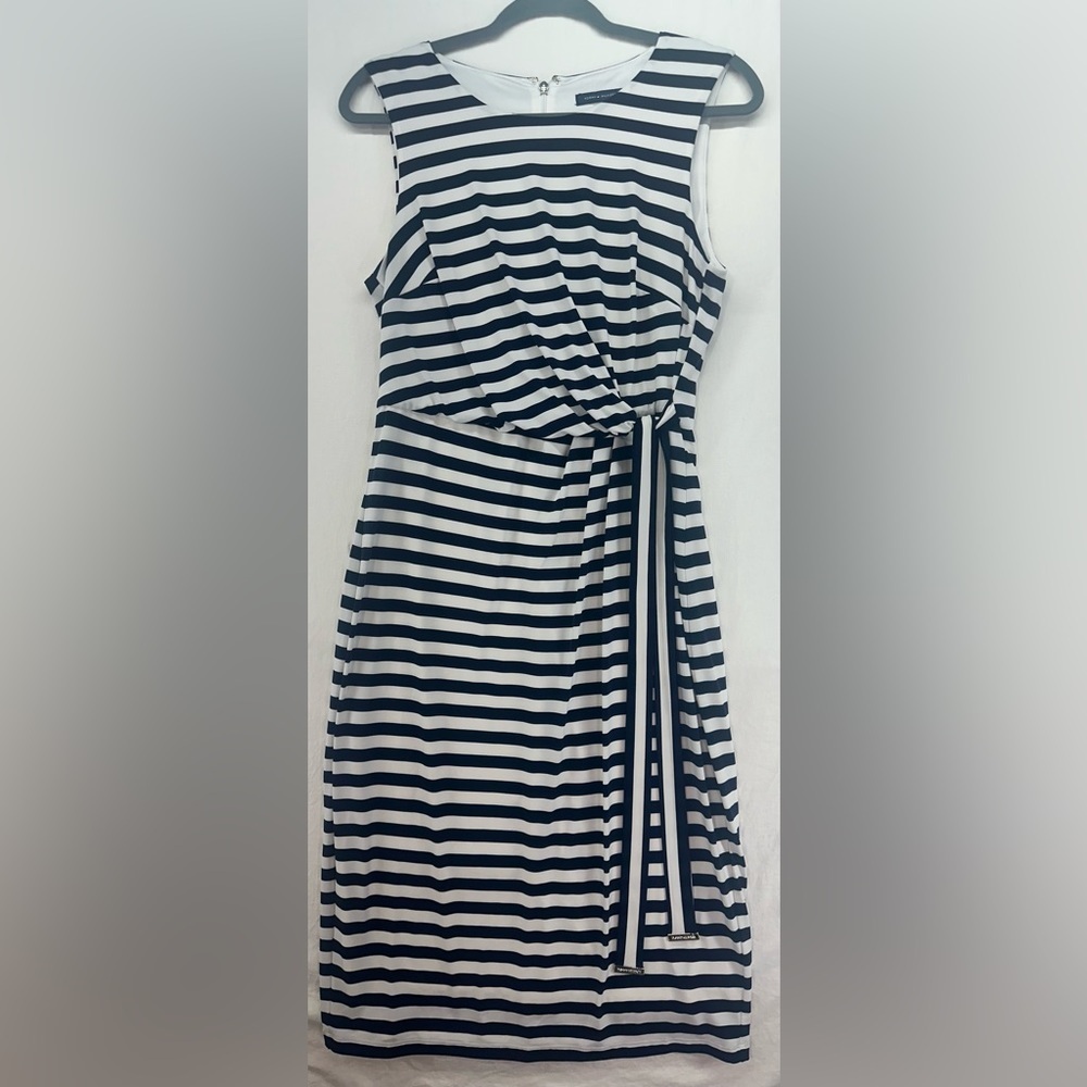 Tommy Hilfiger Striped Bodycon‎ Dress Navy White Striped Nautical Womens Size 10